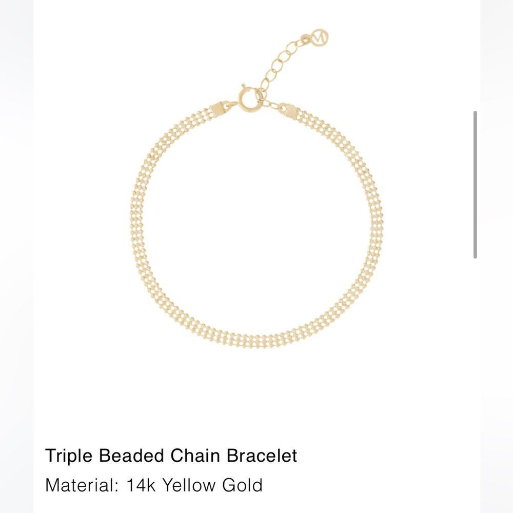 Mejuri Triple Bead Gold Chain Bracelet - 14k yellow gold - Picture 7 of 8